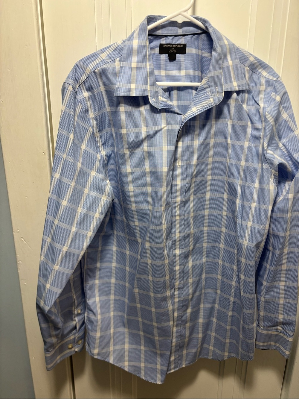 Banana Republic Blue and White Check Dress Shirt